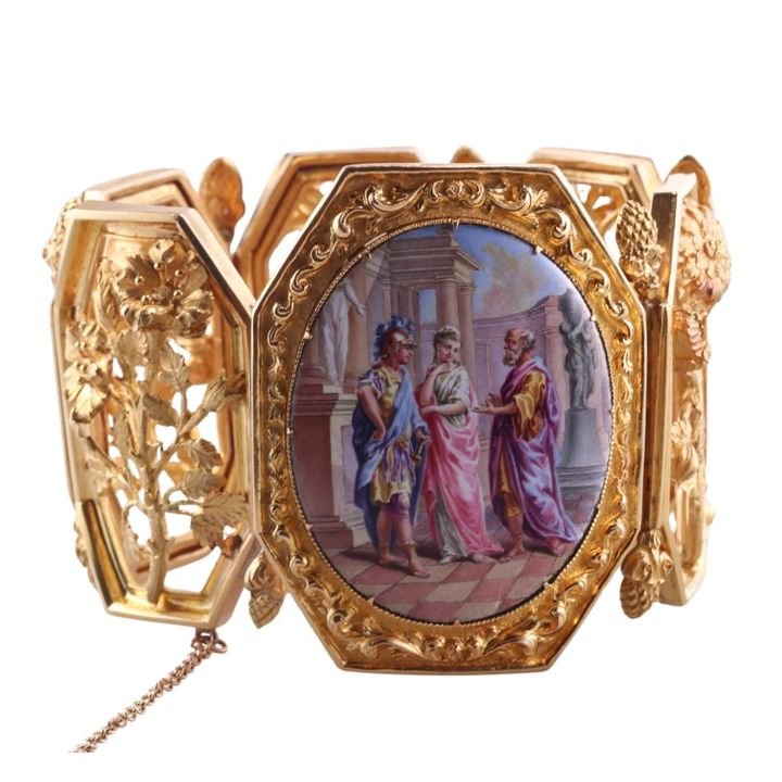 20k Gold Porcelain Hand Painted Bracelet