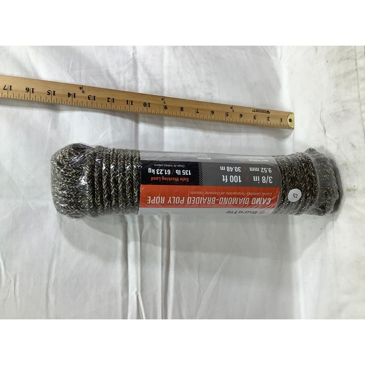 Sure Tie Camo Diamond-Braided Poly Rope - 3/8" x 100' - Safe Working Load 135lb