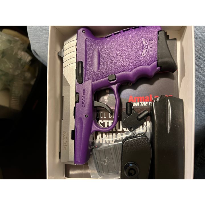 Sccy CPX-2TTPU Stainless Steel/Purple 9mm Semi-Automatic Pistol - NO  Safety