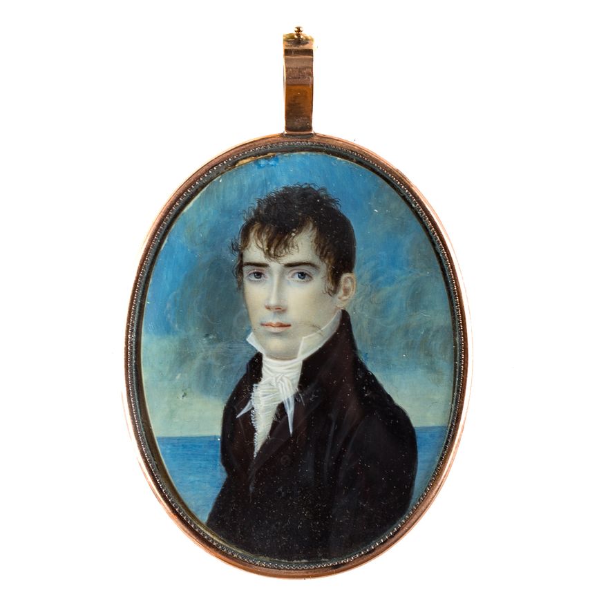 American School portrait miniature of gentleman