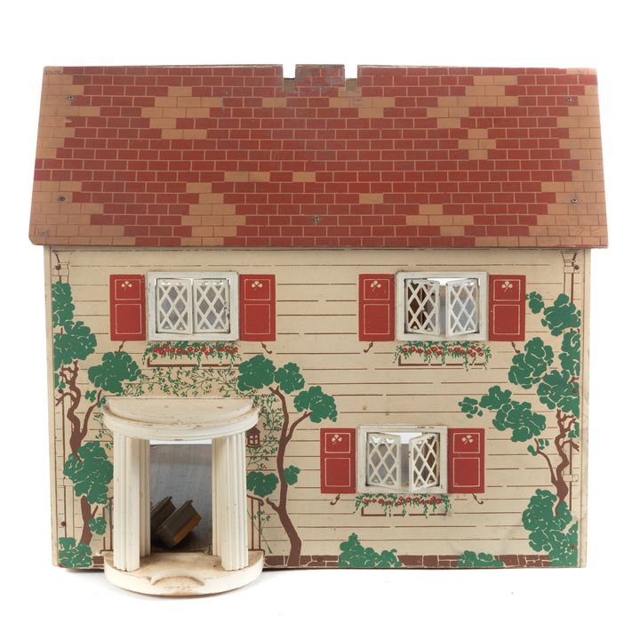 Lithographed Pressed Board Doll House & Furnishing