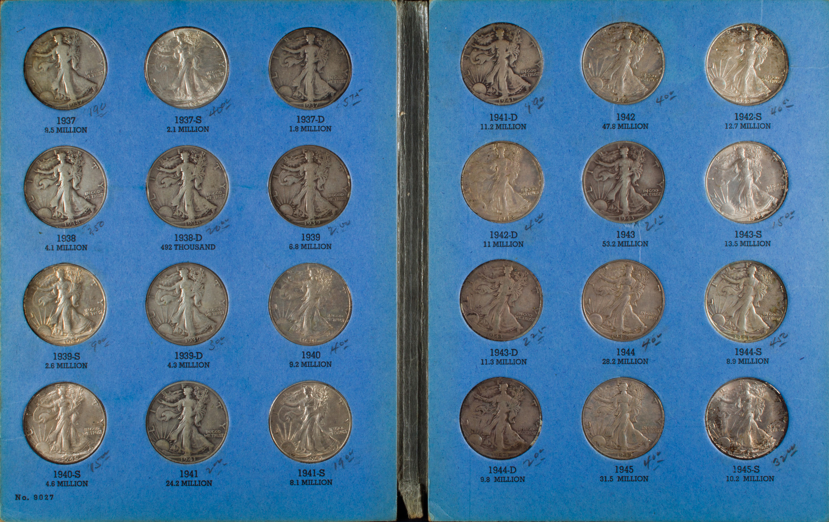 Albums Bo H.E.Harris Walking Liberty Half Dollar Vol 1&2 1916-1947 Coin Folders 