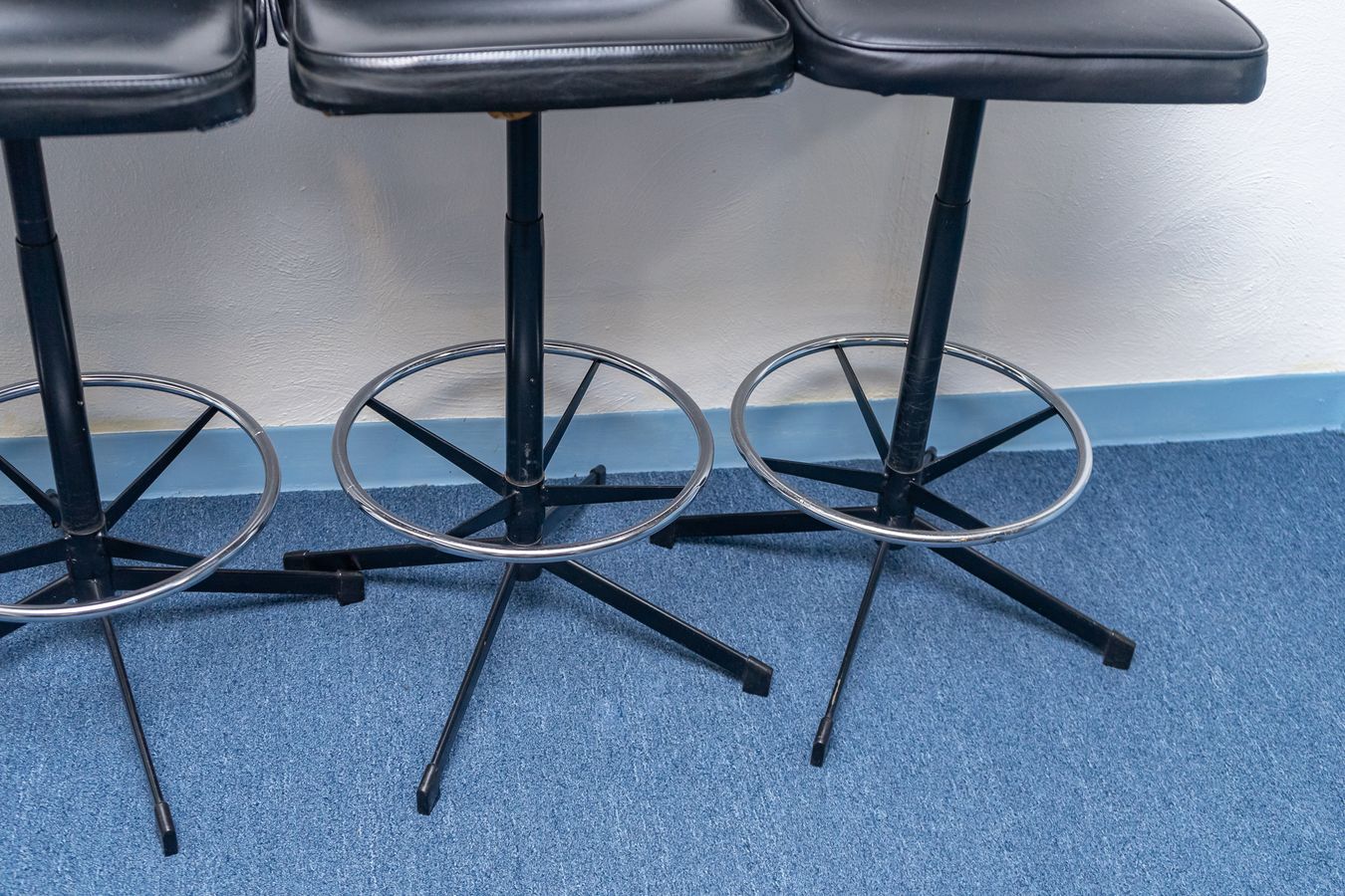 Four Retro Cosco Black Vinyl Bar Stools Harritt Group, Inc