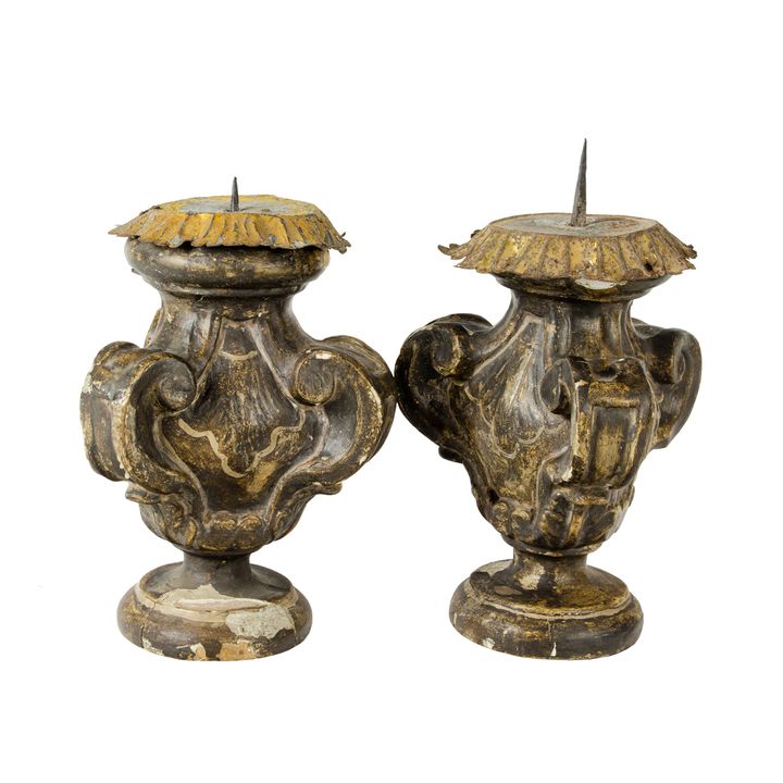 A pair of English polychrome carved wood figures