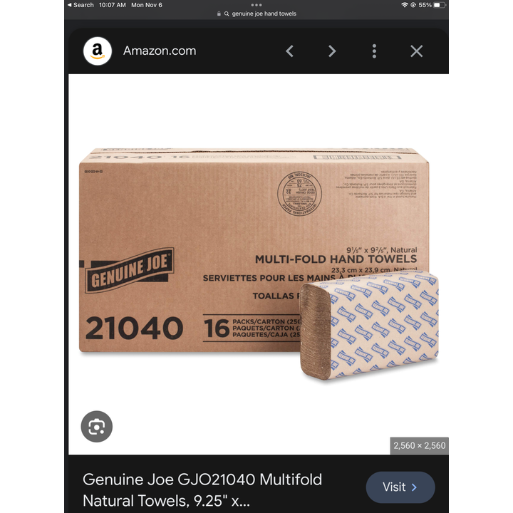 Genuine Joe Mutli Fold Hand Towels, 9"x 9.45", 16 packs, 250 sheets per pack