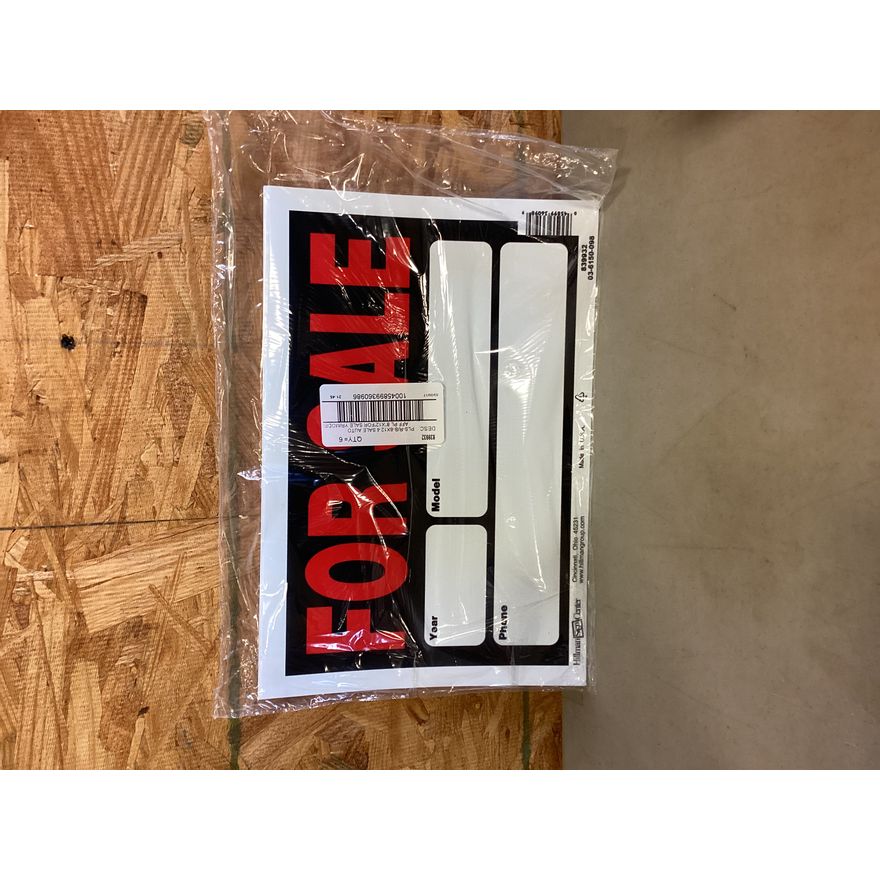 (6) For Sale Sign- 8''x12''