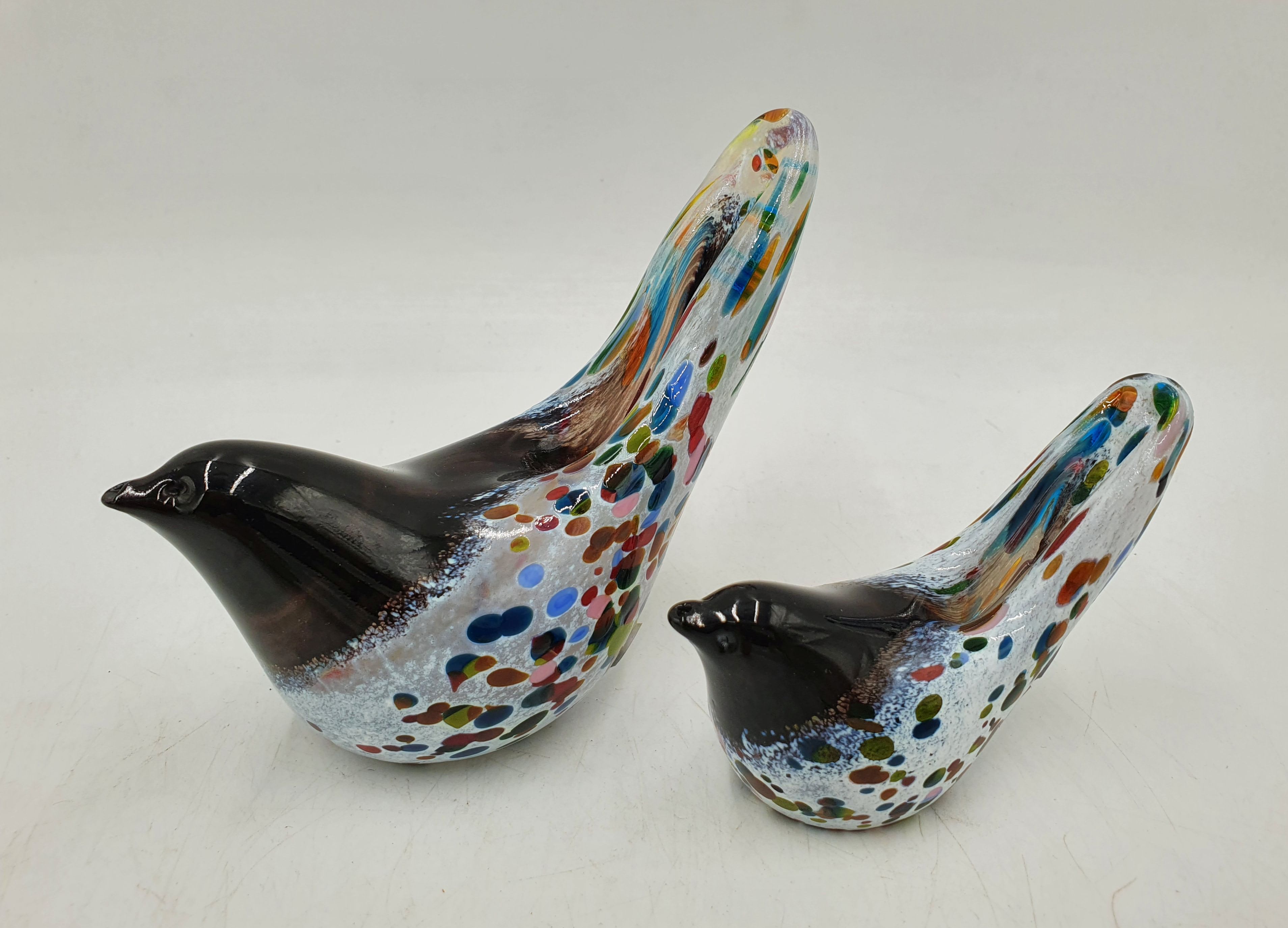A Pair Of Australian Graduated Art Glass Bird Figures