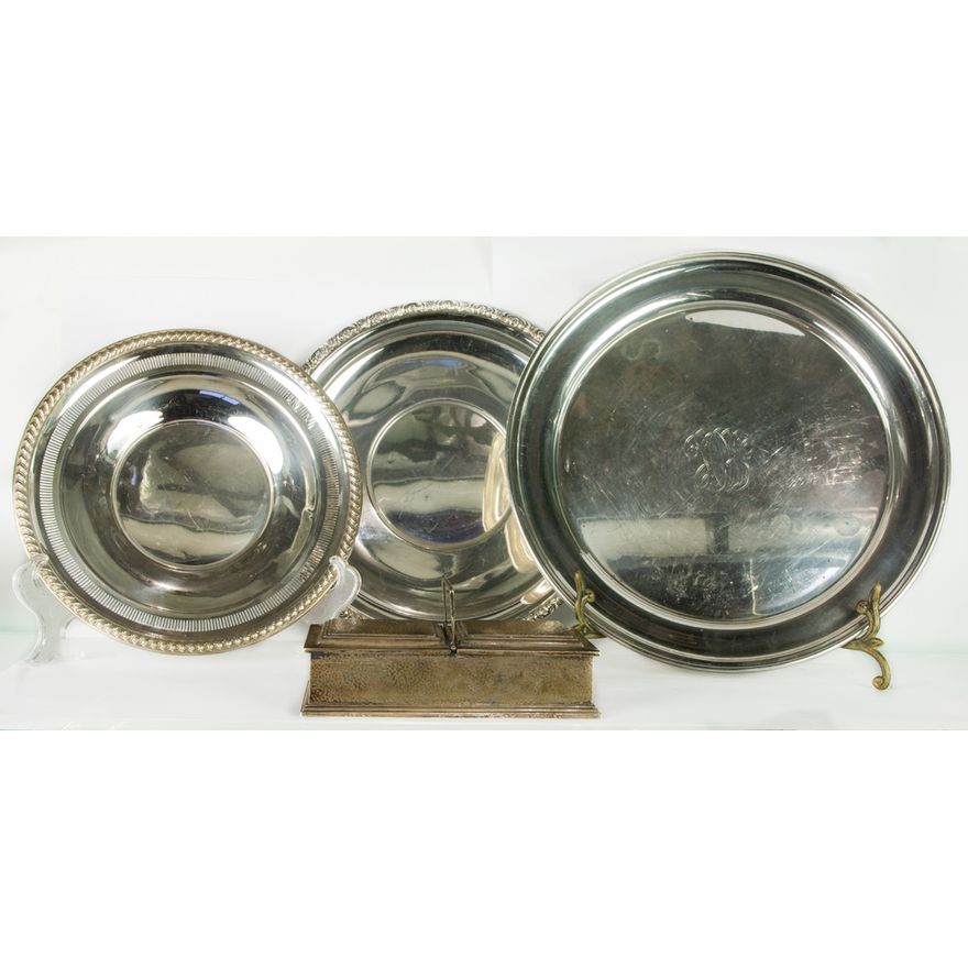 (Lot of 4) Sterling trays, including a Black Starr& Frost 12in