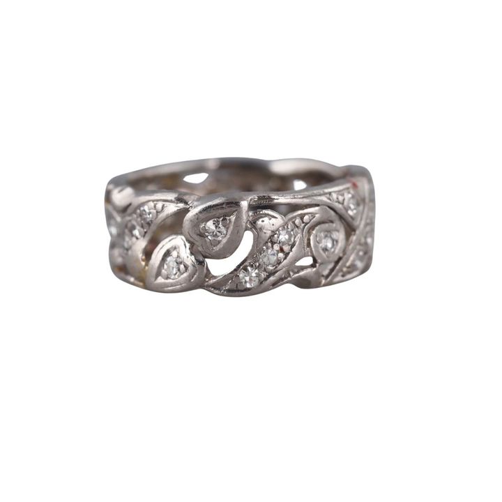 Midcentury Platinum Diamond Band Ring
