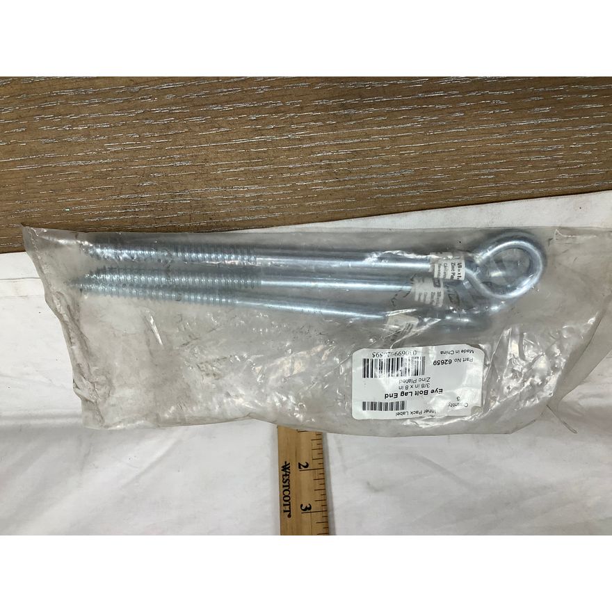 (3) Eye Bolt Lag End 3/8"x8" Zinc Plated