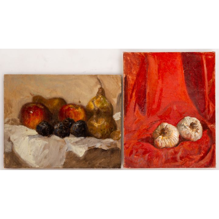 Nathaniel K. Gibbs. Two Still Lifes, oil on board