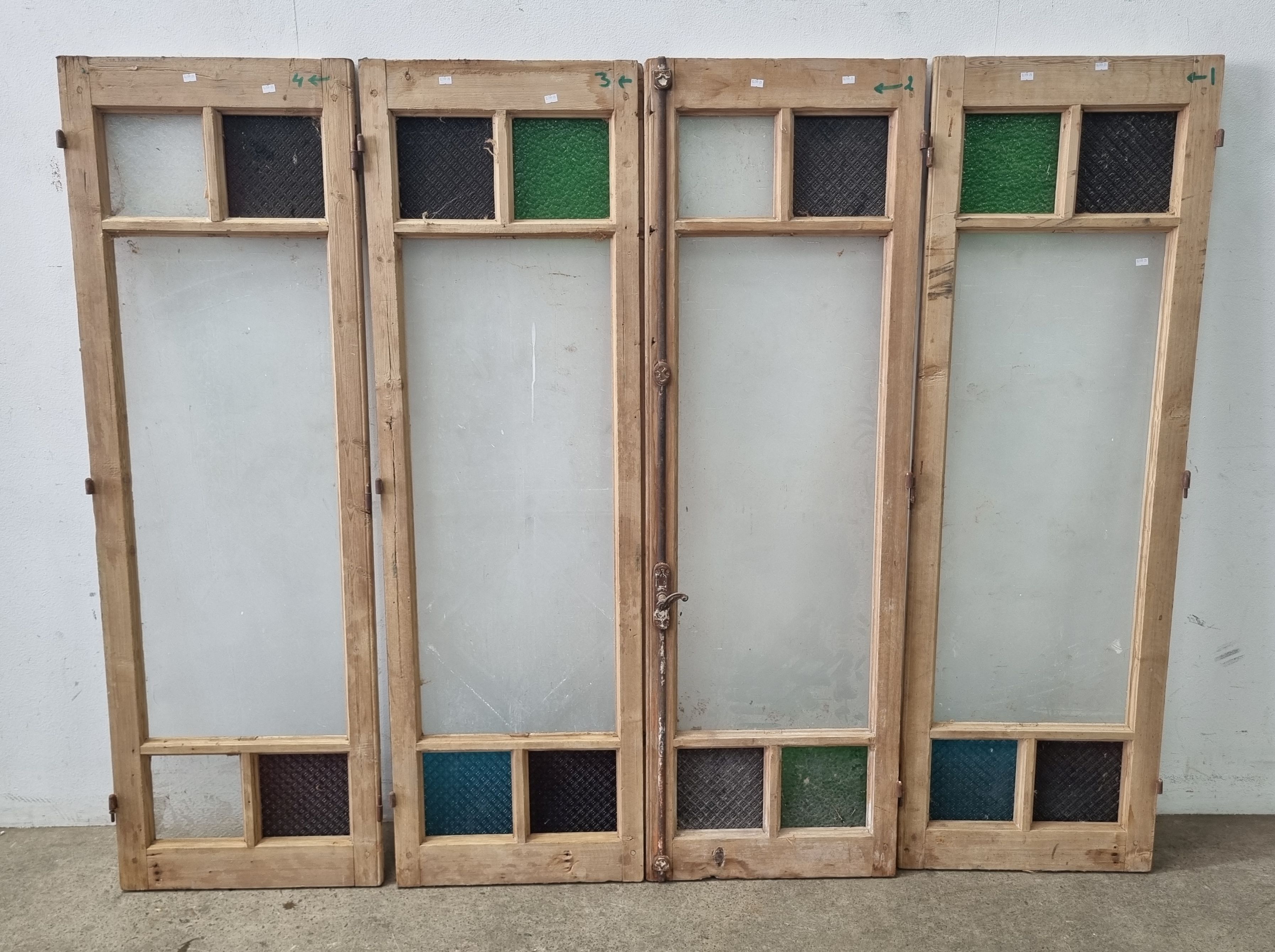 A Set Of Four Pine Leadlight Windows