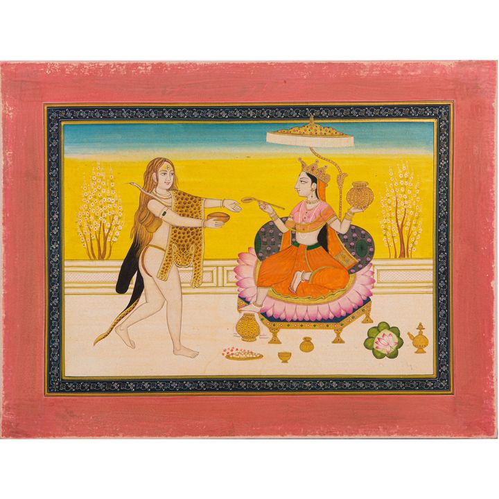 A Kangra School miniature painting of Krishna and Radha