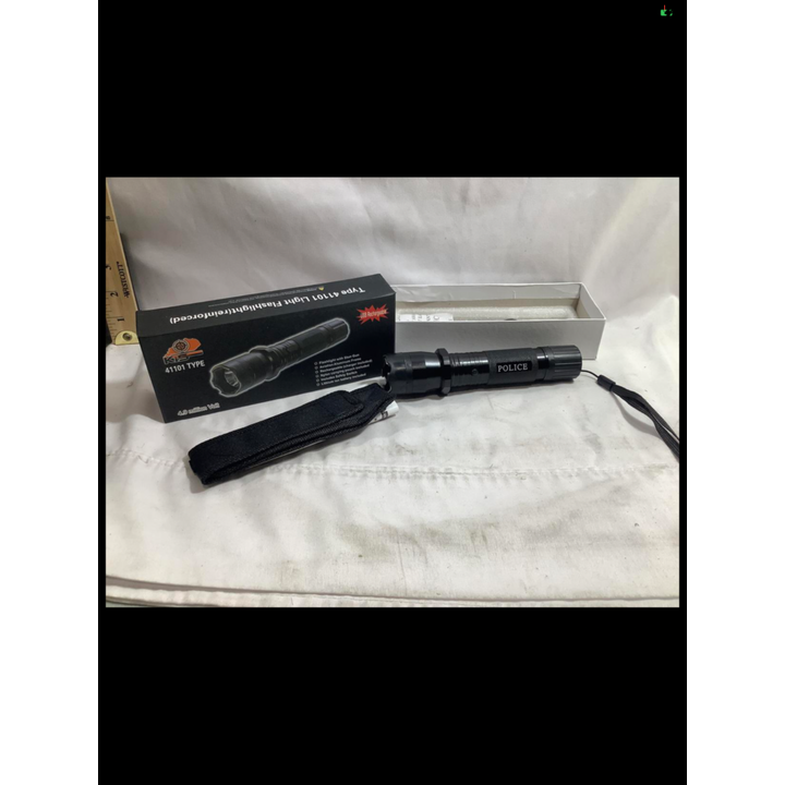 KTS USB Rechargeable Black Flashlight w/Stun Gun w/Nylon Carrying Pouch Included