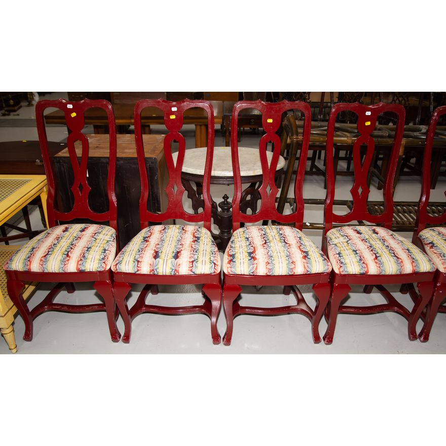 Set of Six Queen Anne Style Dining Chairs