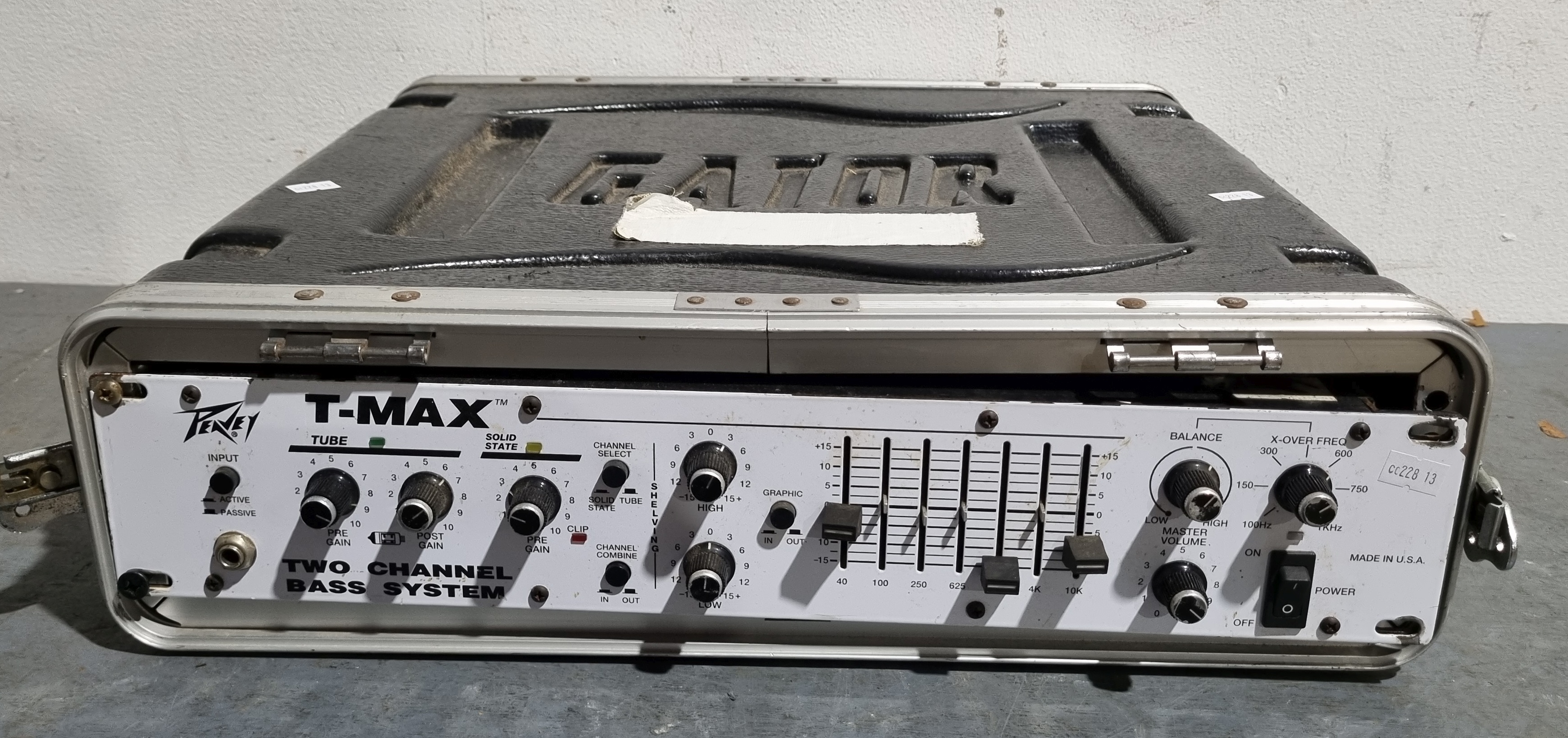 A Peavey T-Max Two Channel Bass Amplifier