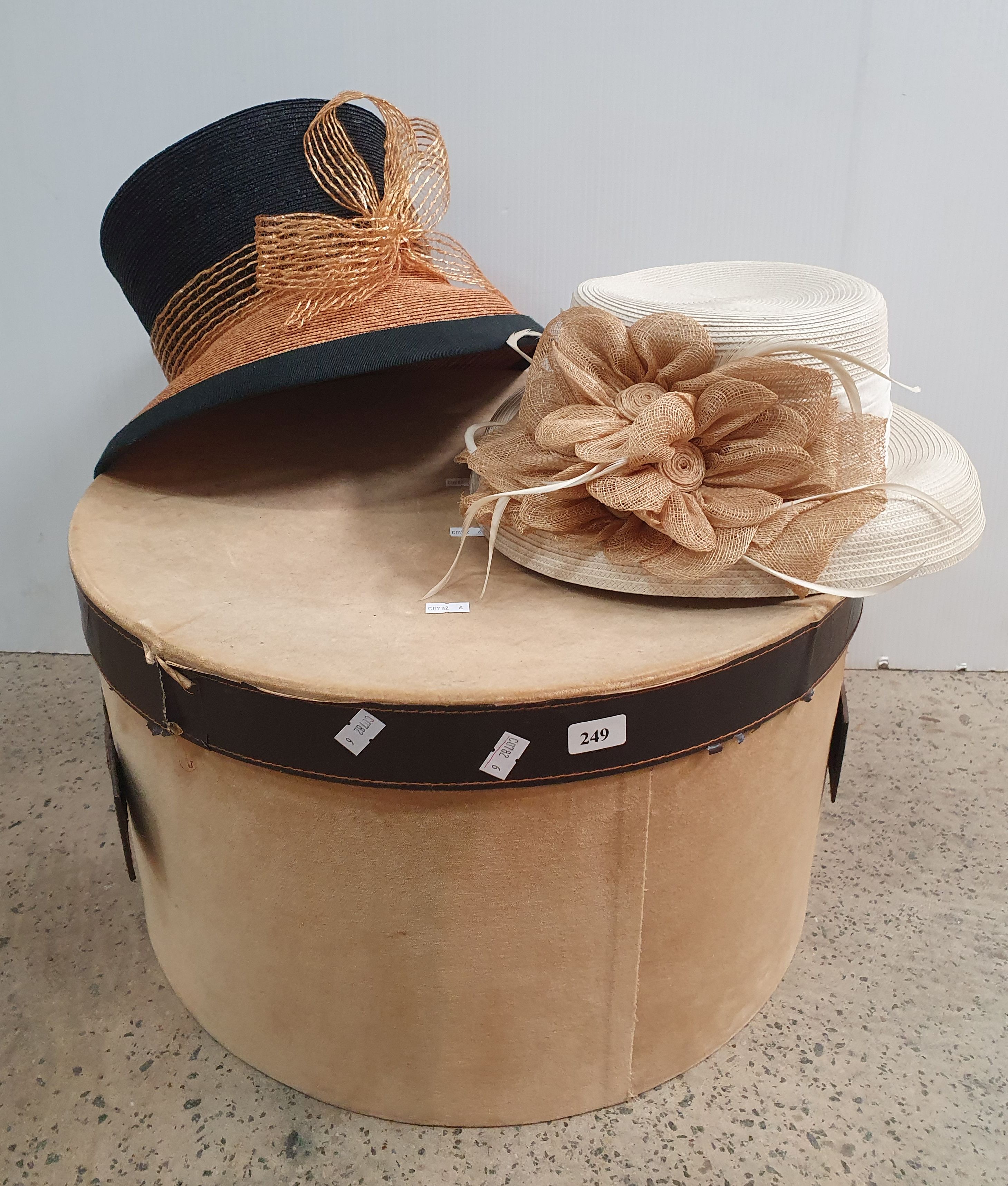 249 · A HAT BOX AND TWO LADIES HATS