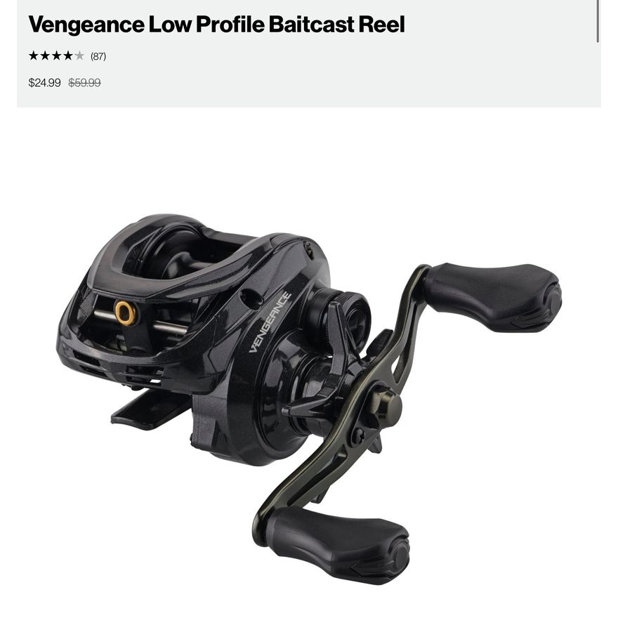 Abu Garcia Vengeance Low Profile Baitcast Reel- Black