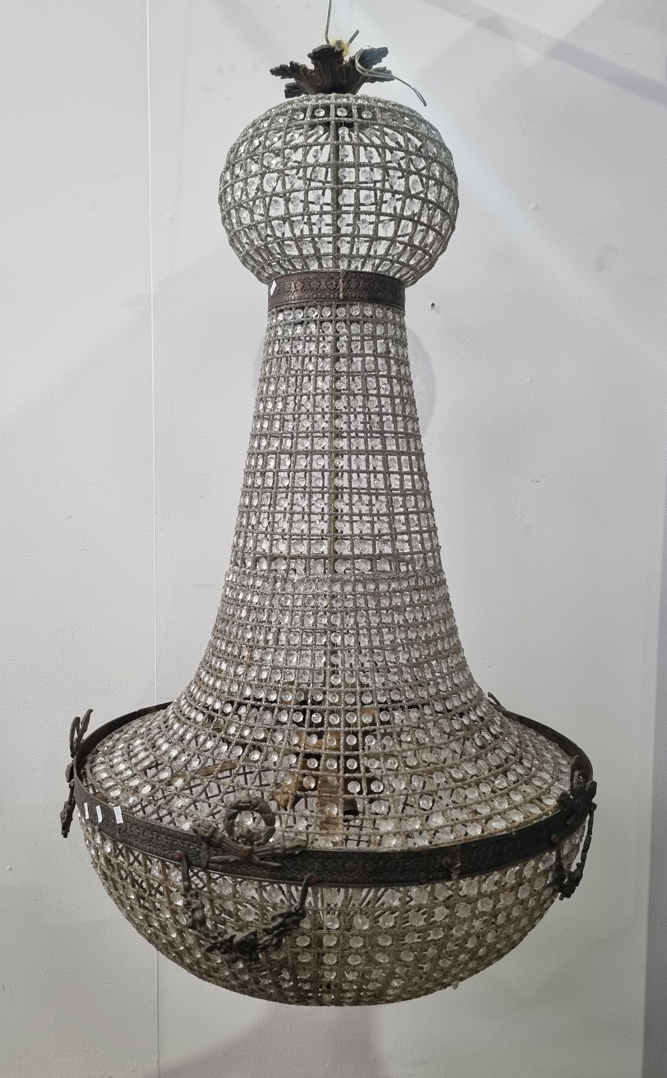 A Large Glass Chandelier