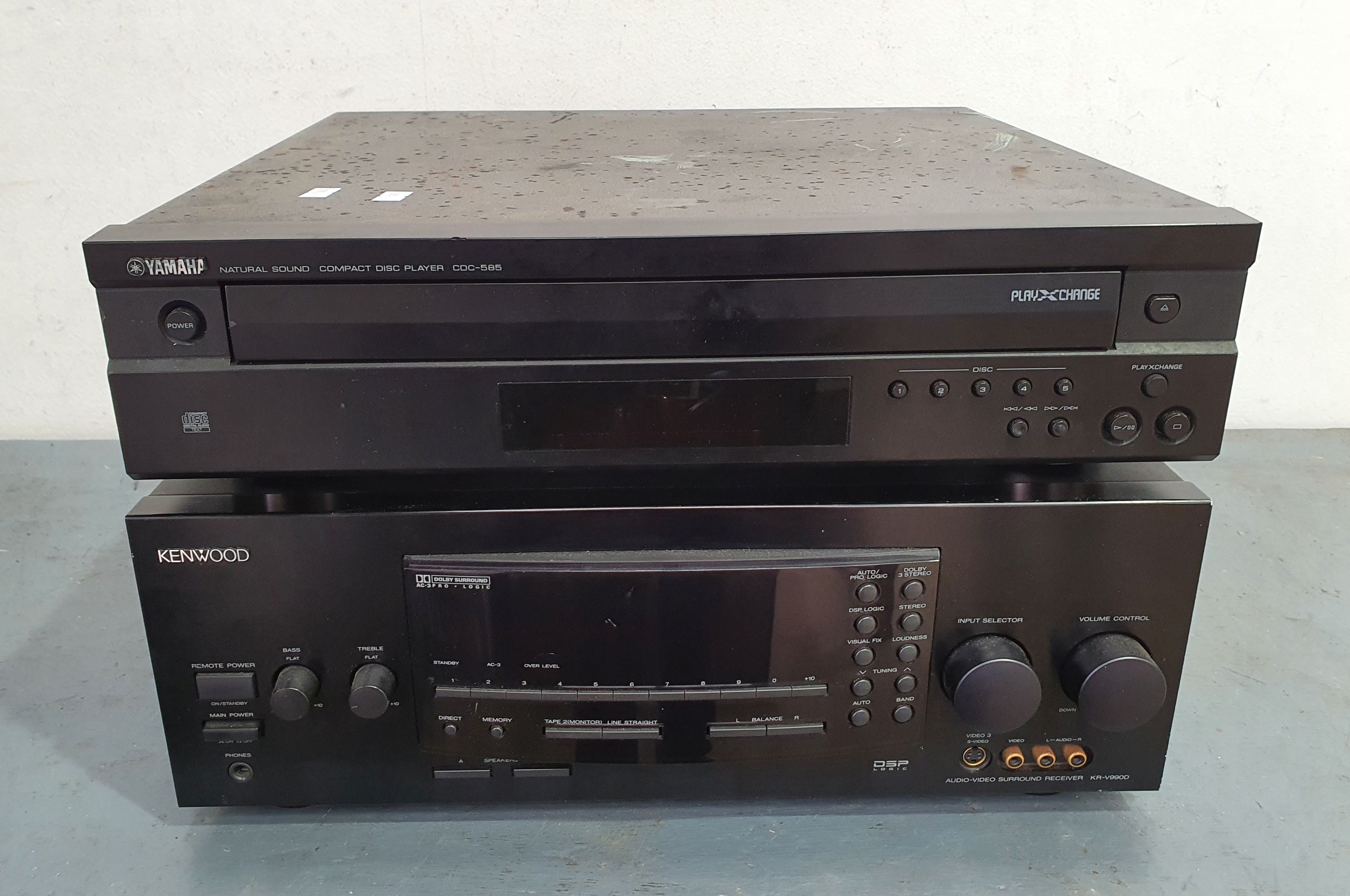 1299 · KENWOOD V9900 AUDIO-VIDEO SURROUND RECEIVER & REMOTE PLUS YAMAHA CDC-585 COMPACT DISC PLAYER & REMOTE