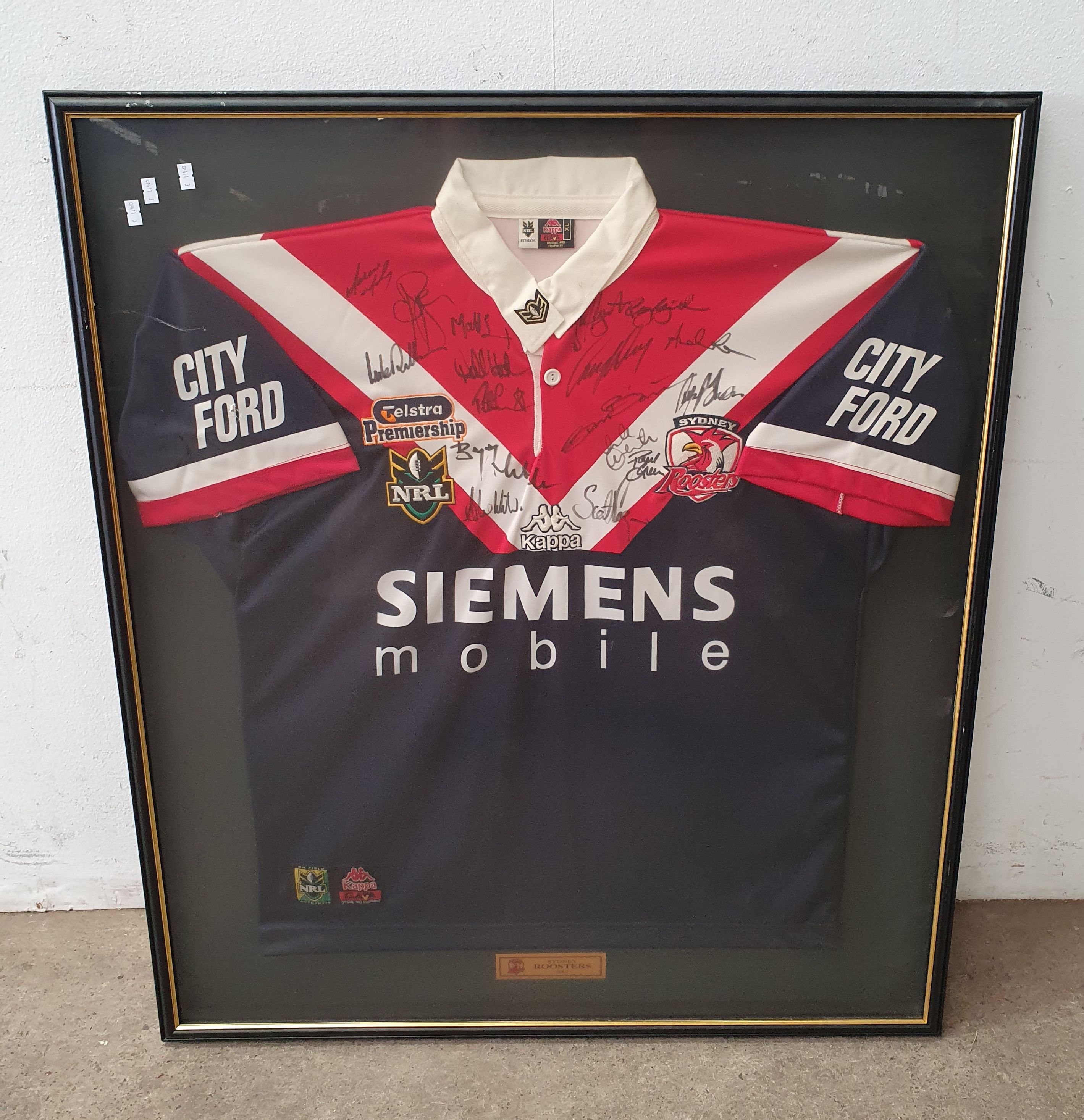 A Framed Signed Sydney Roosters Rugby League Jersey