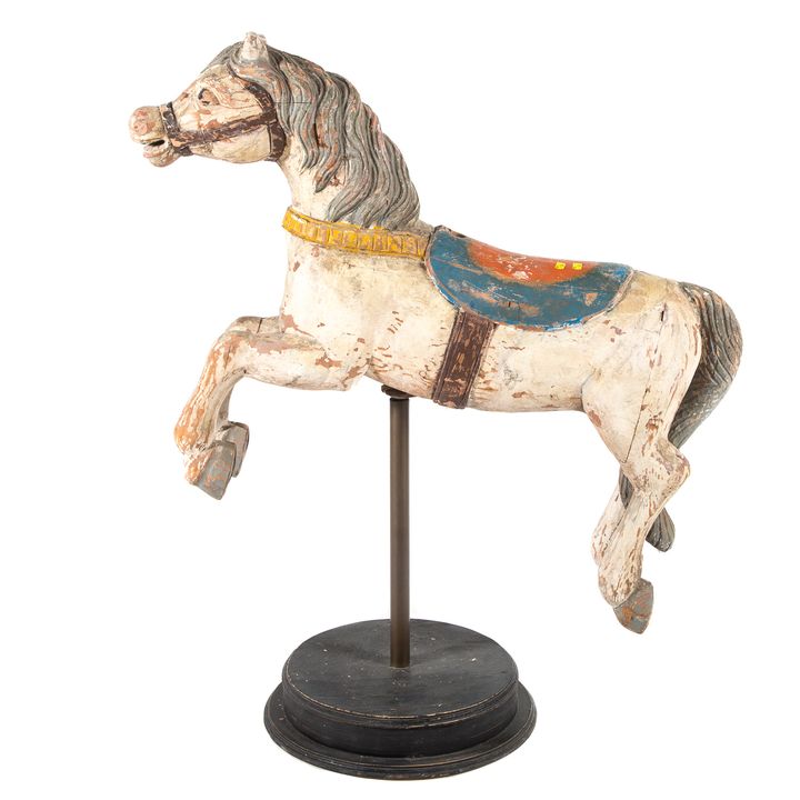Painted wood carousel horse