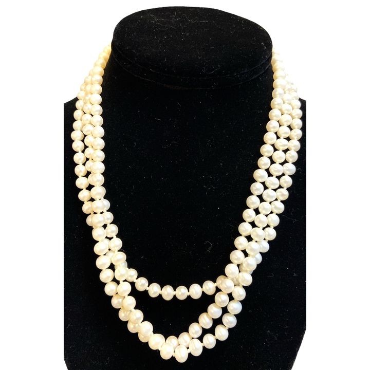 Three Strand Cultured Pearl Necklace with 14K Gold Clasp