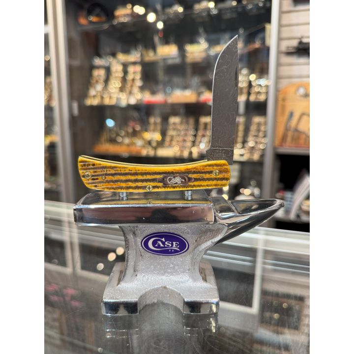 52421 - Case XX 2023 Burnt Goldenrod Second Cut Jig Sodbuster Jr., Damascus Blade