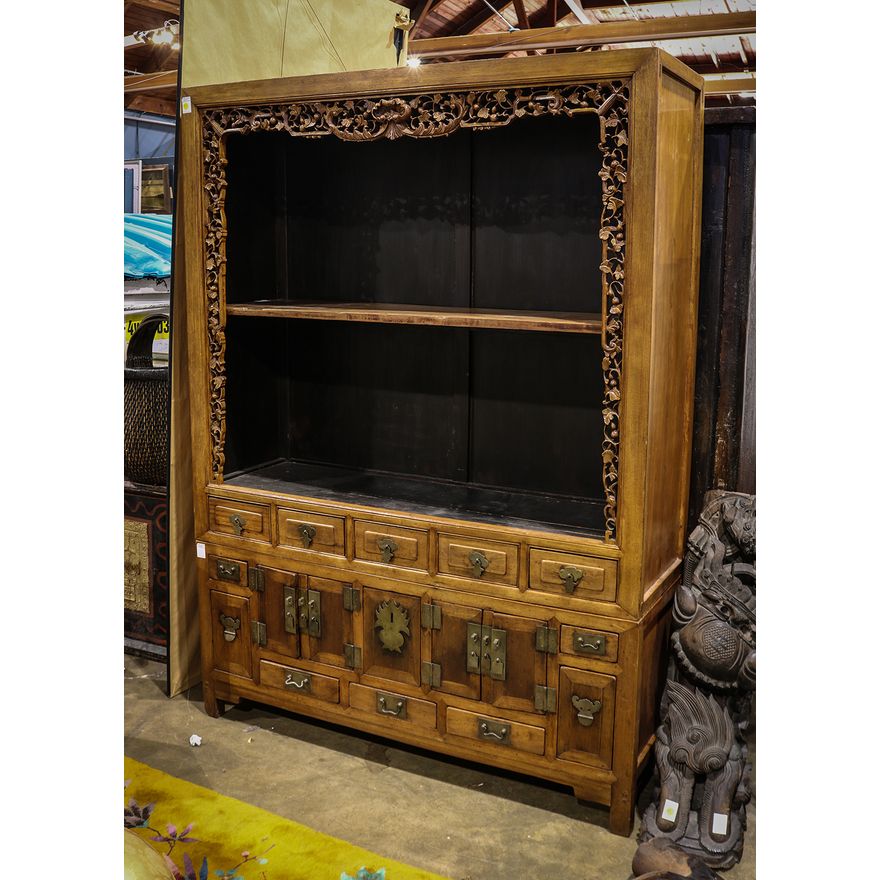 Chinese Two-Part Wooden Curio Cabinet