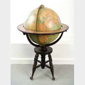 ANTIQUE 18" TERRESTRIAL GLOBE ON STAND