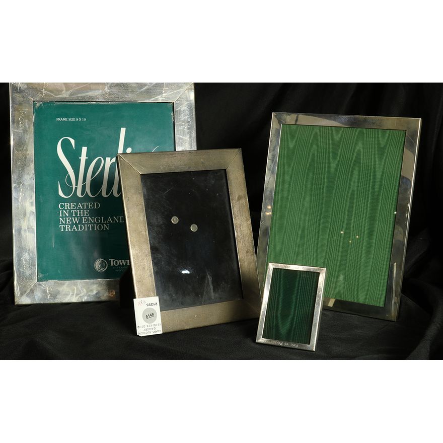 American sterling silver frame group, makers include Towle, Gumps and Carr Craft, largest: 12"h x 10"w