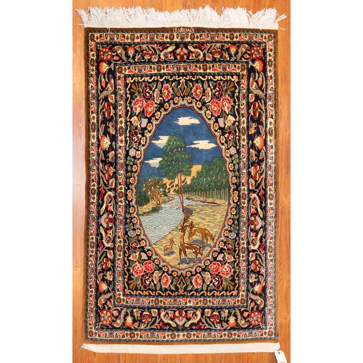 Fine Qum Pictorial Rug, Persia, 3 x 5