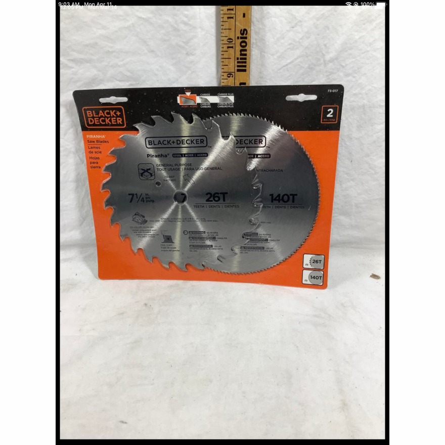Black Decker 2pk 7-1/4 26T & 140T Saw Blades
