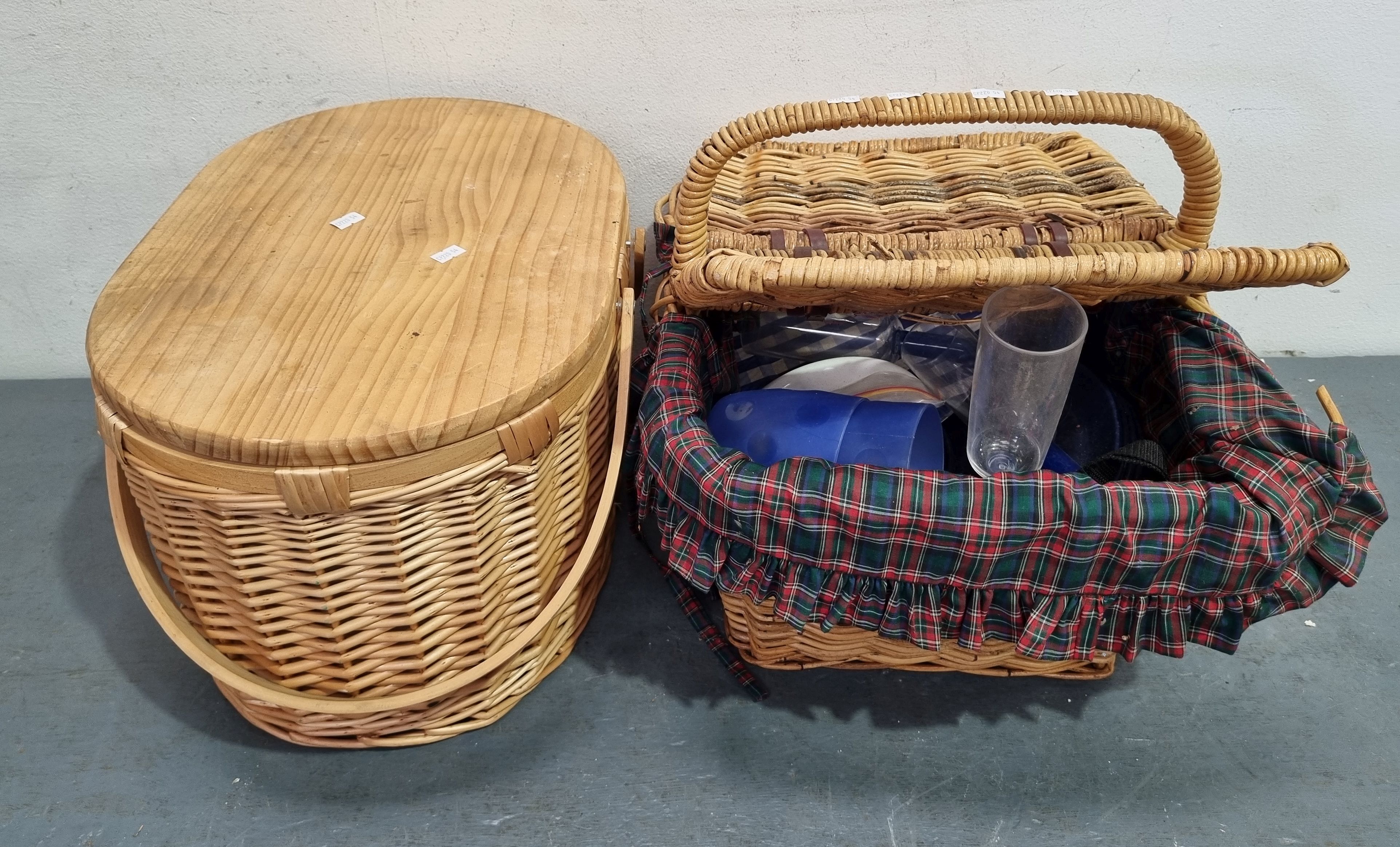 Two Various Cane Picnic Baskets