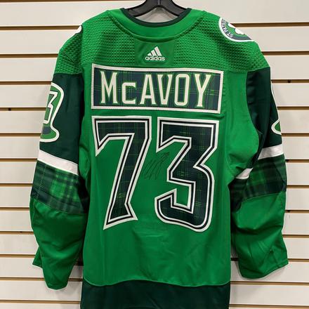 Charlie McAvoy Autographed Game Issued Irish Heritage Night Green Jersey