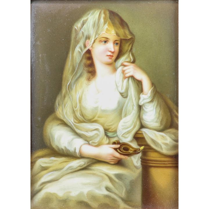 German porcelain plaque of the Vestal Virgin