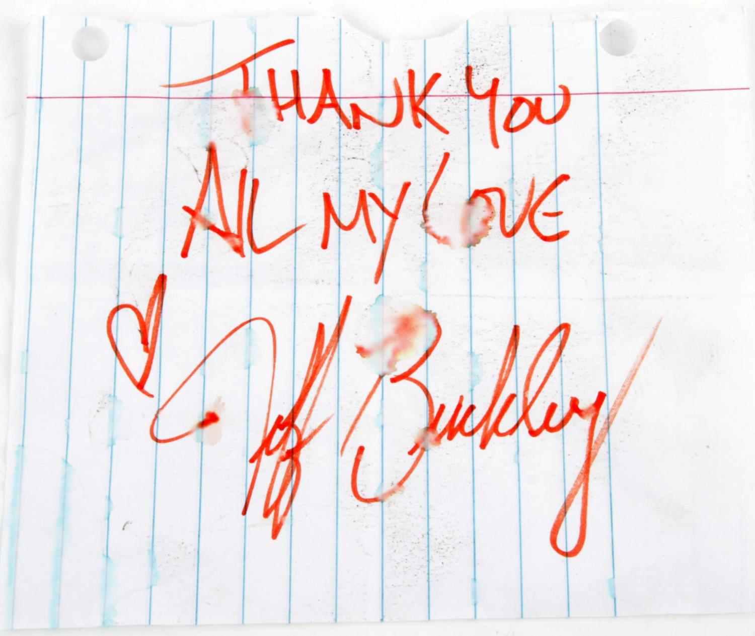 Lover, You Should Have Come Over in Jeff Buckley's Handwriting