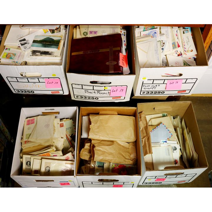 Six boxes of worldwide covers, with a large amount of United States covers