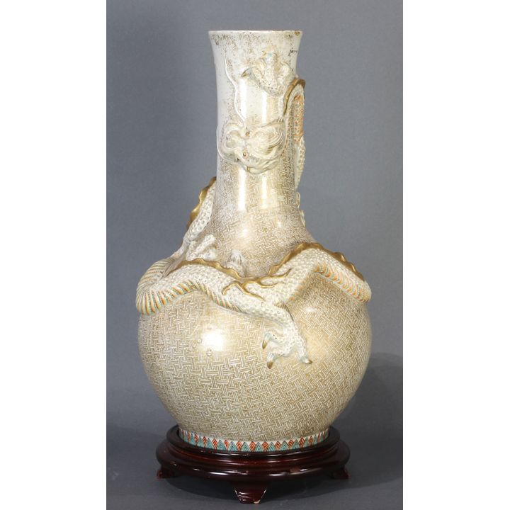 A Japanese Satsuma style dragon vase
