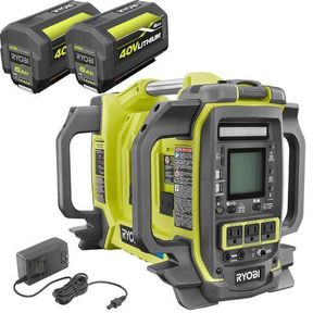 Ryobi 40V 1800-Watt Power Station Lithium Battery Inverter Generator (2) 6.0 Ah Batteries - KK1