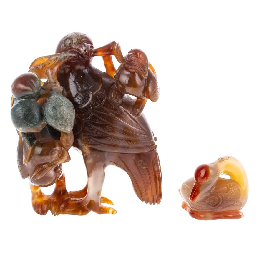 Two Chinese Agate Lapidaries of Birds