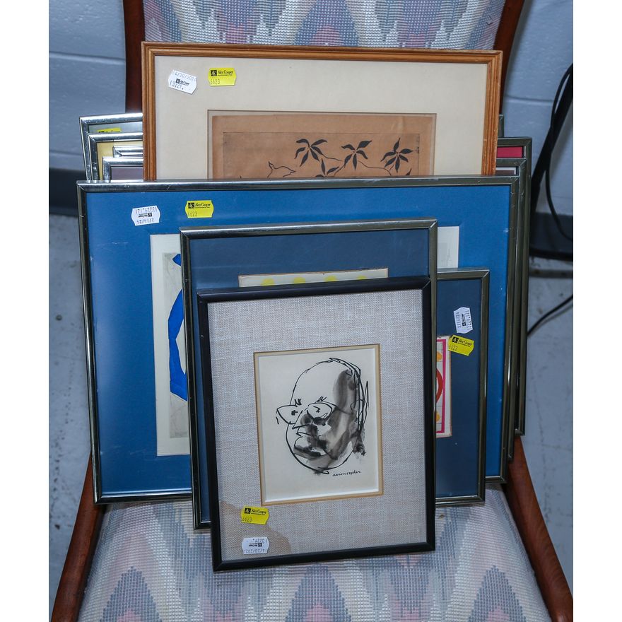 Eight Framed Prints & an Aaron Sopher Drawing