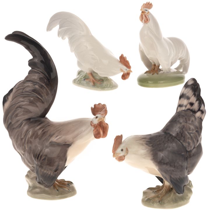 Four Royal Copenhagen Porcelain Chickens