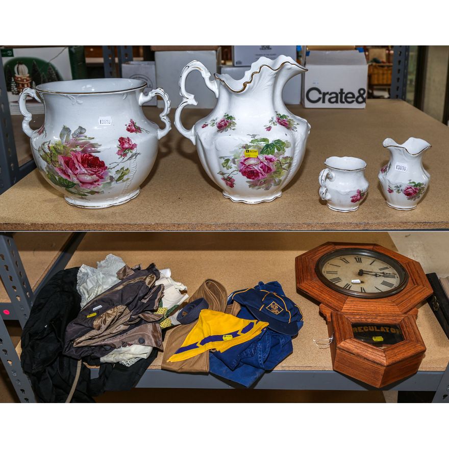 A Regulator Clock & Textile Items