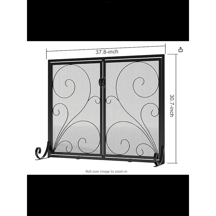 Fire Beauty Sea Wave-Shaped Fireplace Screen w/ Doors 37.8"x30.7"
