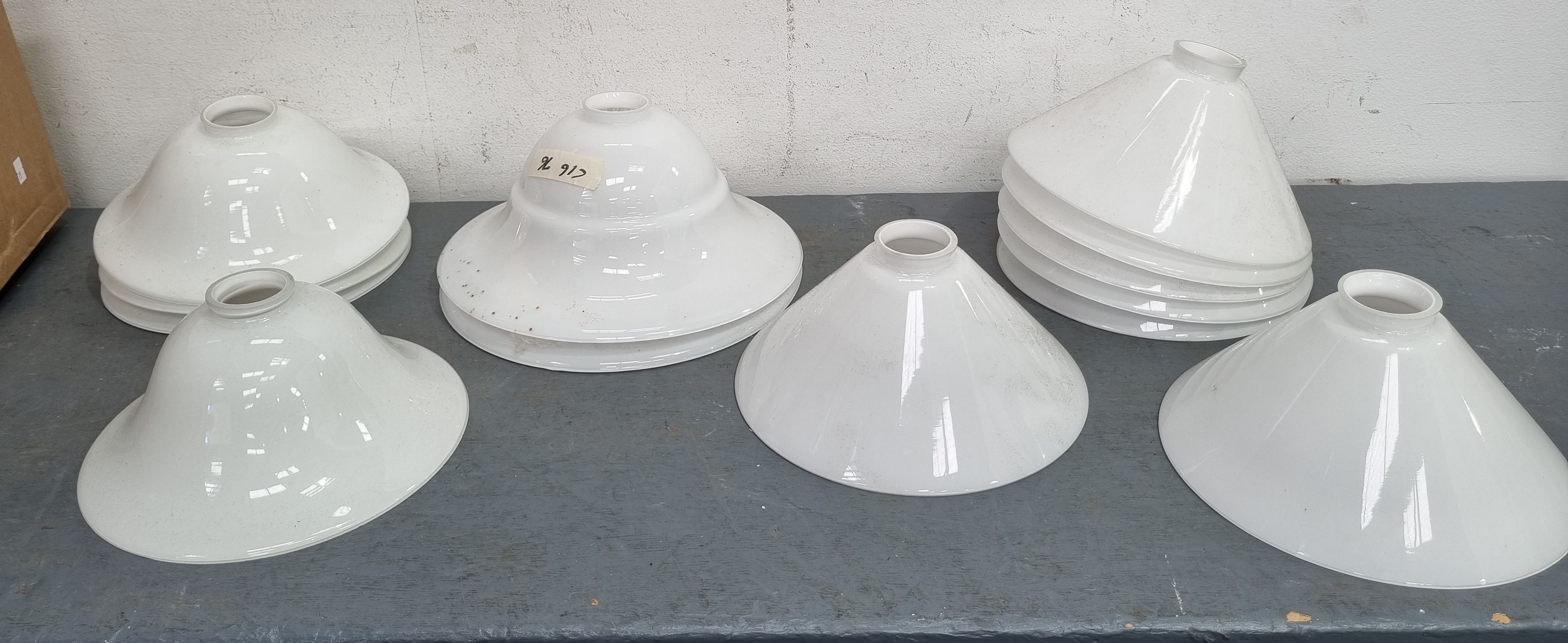 Twelve Milk Glass Light Shades