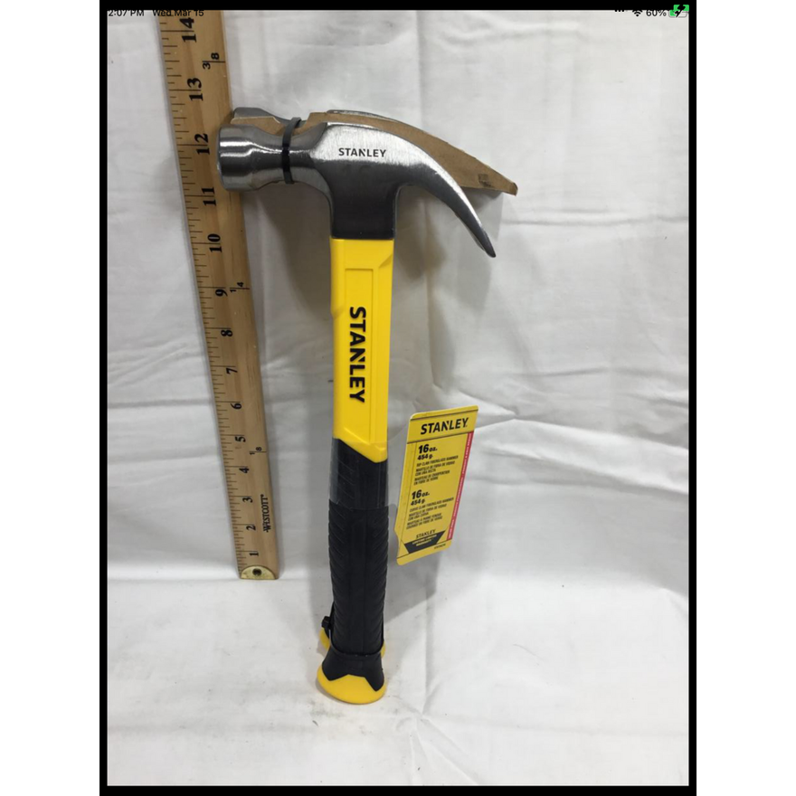 Stanley 16oz Rip Claw & Stanley Curve Claw Fiberglass Handle Hammer