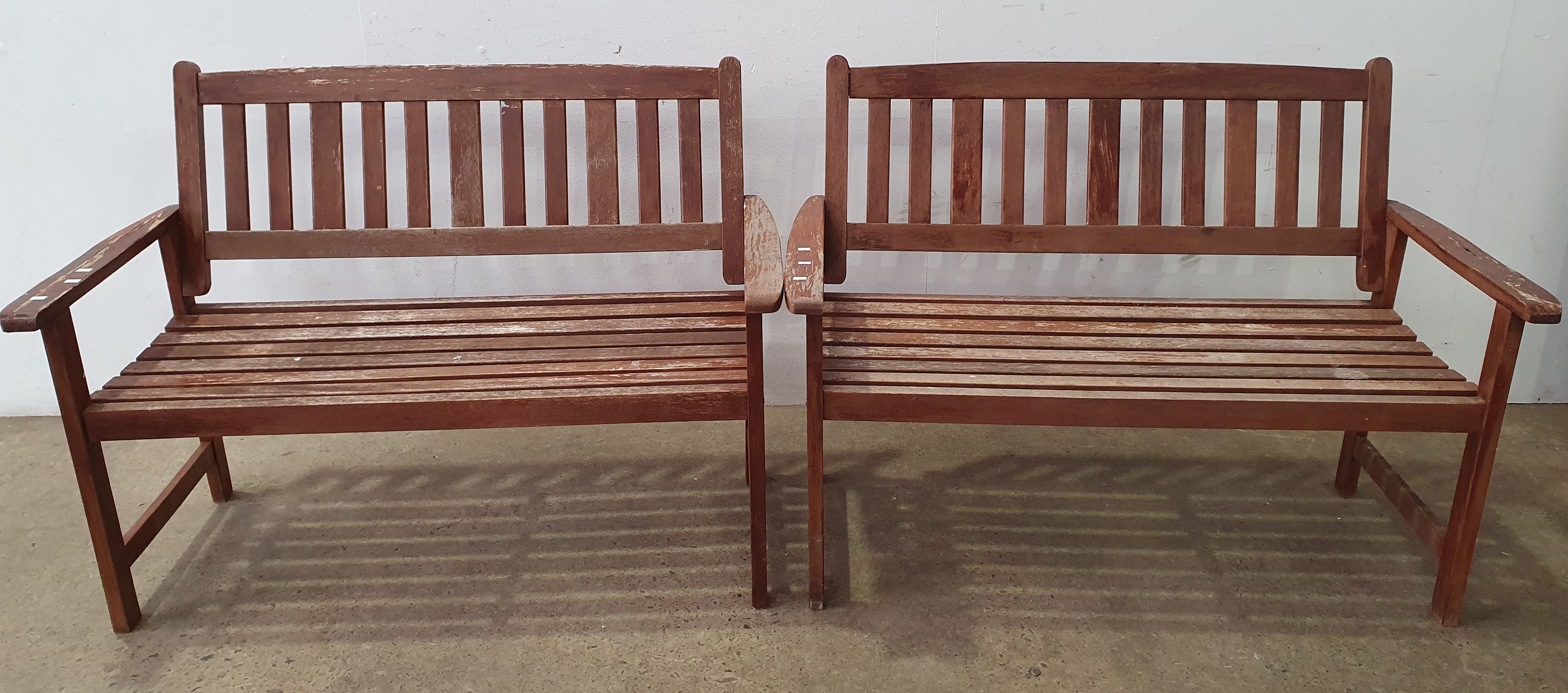 1056 · A PAIR OF TIMBER BENCHES