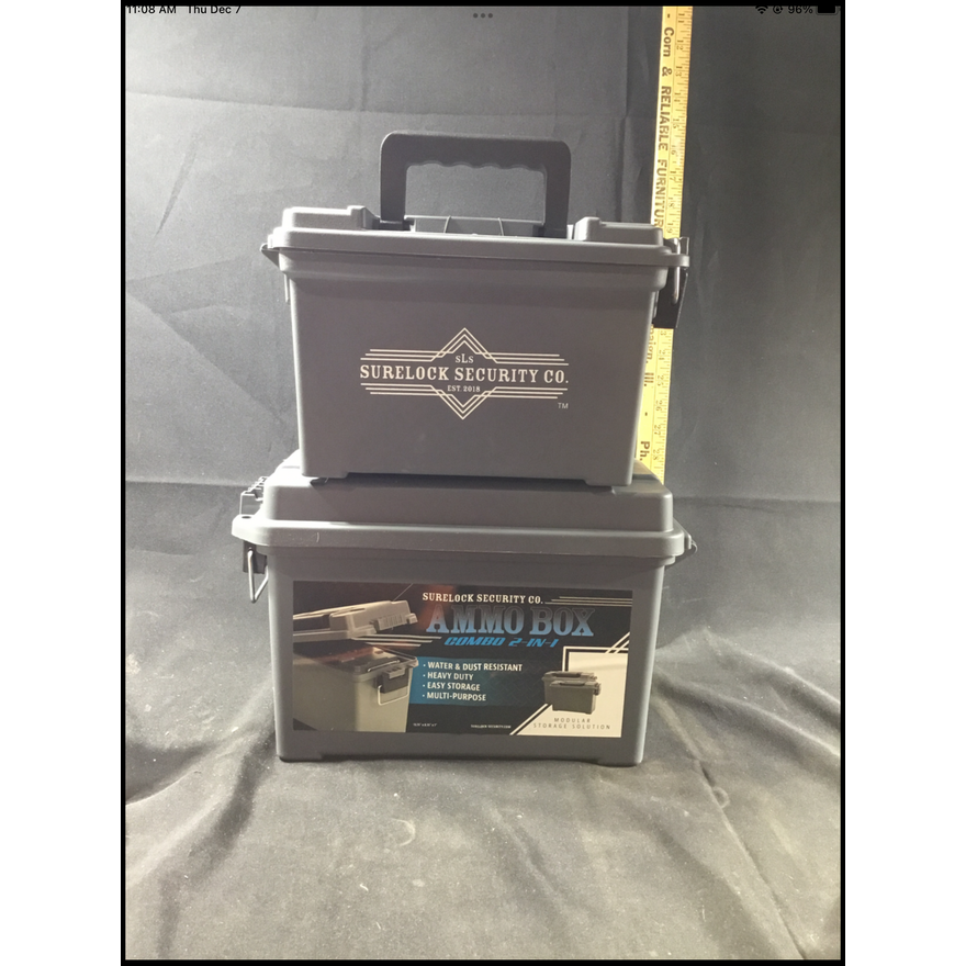Surelock Security Co. Ammo Box, Combo 2-In-1 Modular Storage Solution, 12"x8.75"x7"