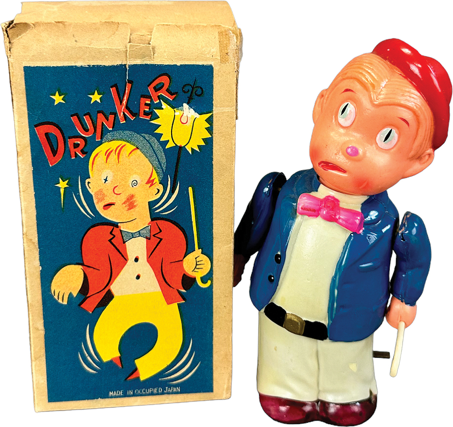 BOXED JAPANESE CELLULOID DRUNKER WIND-UP | Bertoia Auctions